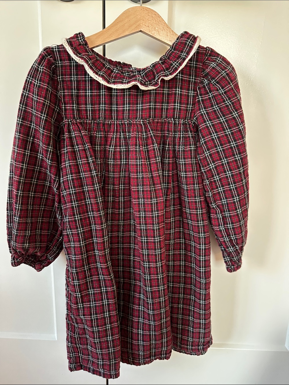 H&M ADORABLES line Red Plaid Ruffled Collar Dress